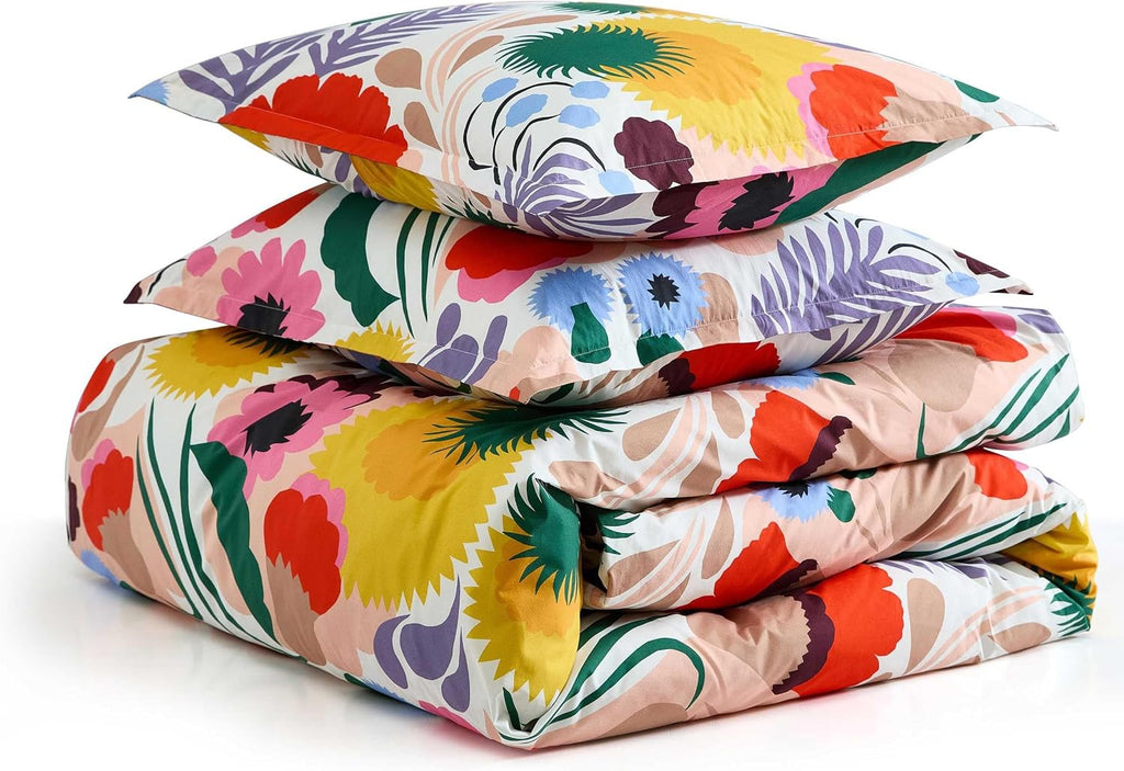 Marimekko - King Duvet Cover Set, Cotton Percale Reversible Bedding with Matching Shams, Floral Home Decor (Ojakellukka Multicolor, King)