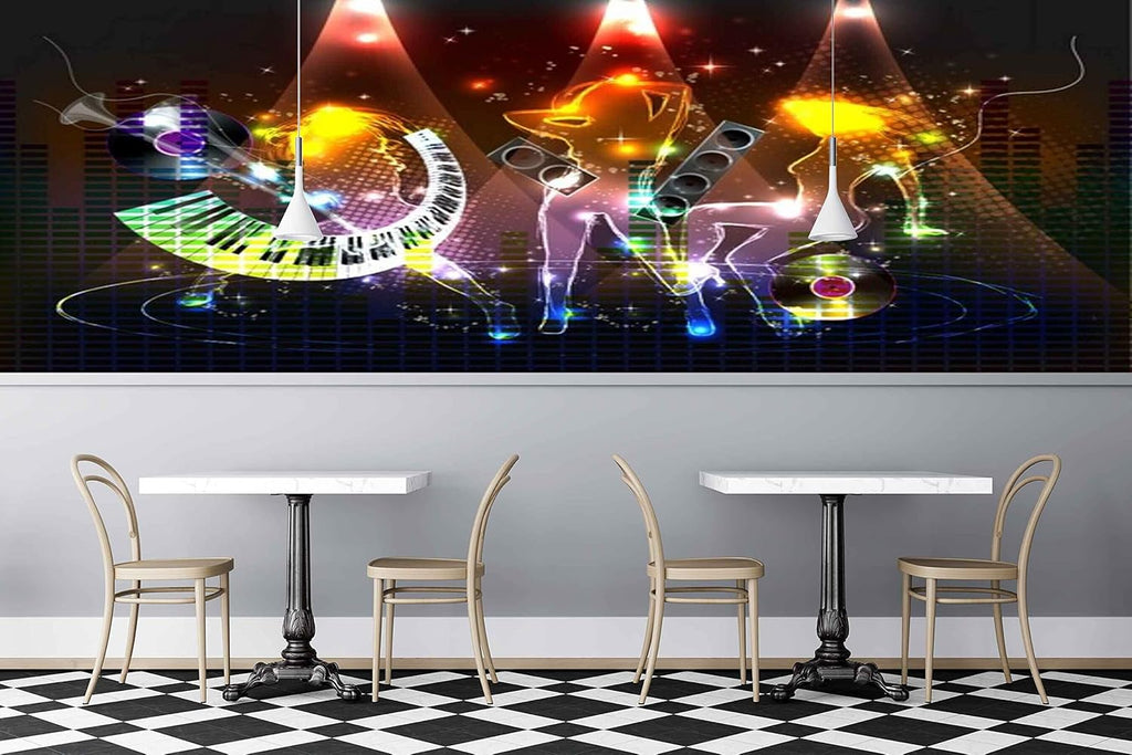 Mystic Walls MWZ3526 Singing Girls Musical Instruments Signs HD 3D Wallpaper for Disco Club Karaoke[19 ft x 14 ft] / [579 cm x 427 cm]