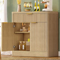TEENFON 31.5' W Storage Cabinet with Drawer and Adjustable Shelf, Coffee Bar Cabinet, Fluted Sideboard Buffet Cabinet with 2 Doors for Living Room, Kitchen, Entryway, Natural