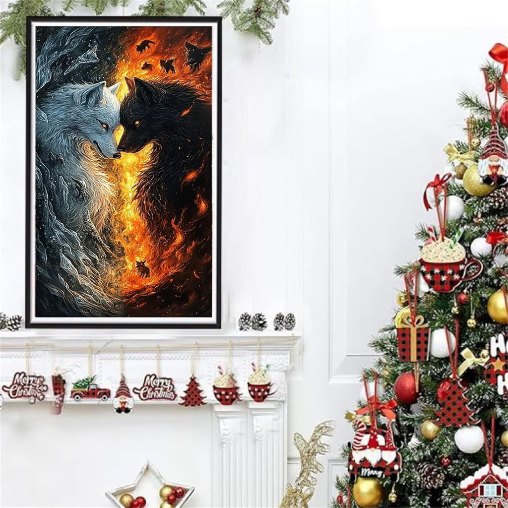 Diamond Art Kits for Adults Wolf Diamond Painting Kits, 5D DIY Square Animal Full Drill Dimond Art Paintings Crystal Rhinestones Crafts for Adults for Home Wall Decor, Large Size 36 x 72 Inch,Model756
