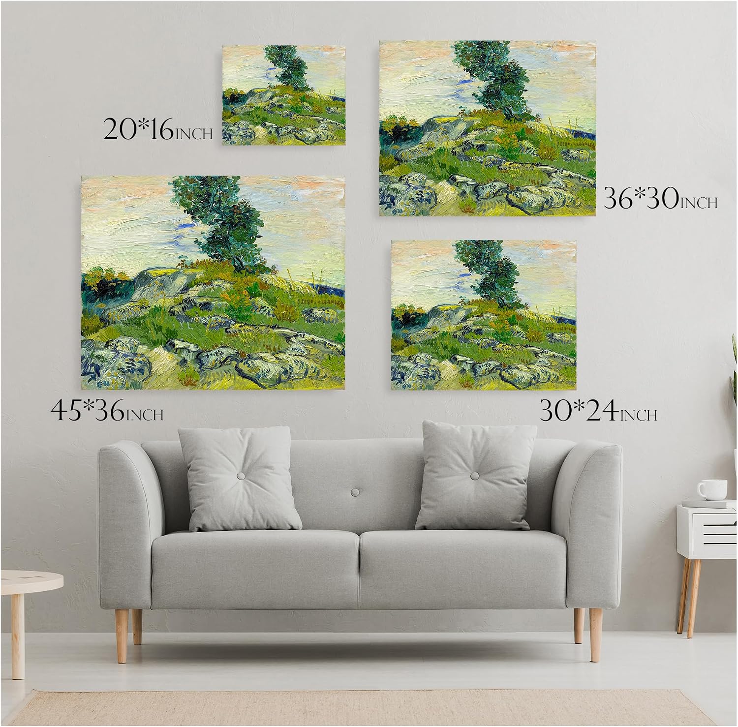 The Rocks Wall Art Canvas Prints 45x36x1.5, Vangogh Classic Art Reproductions. Giclee Print& Museum Quality Framed Art.