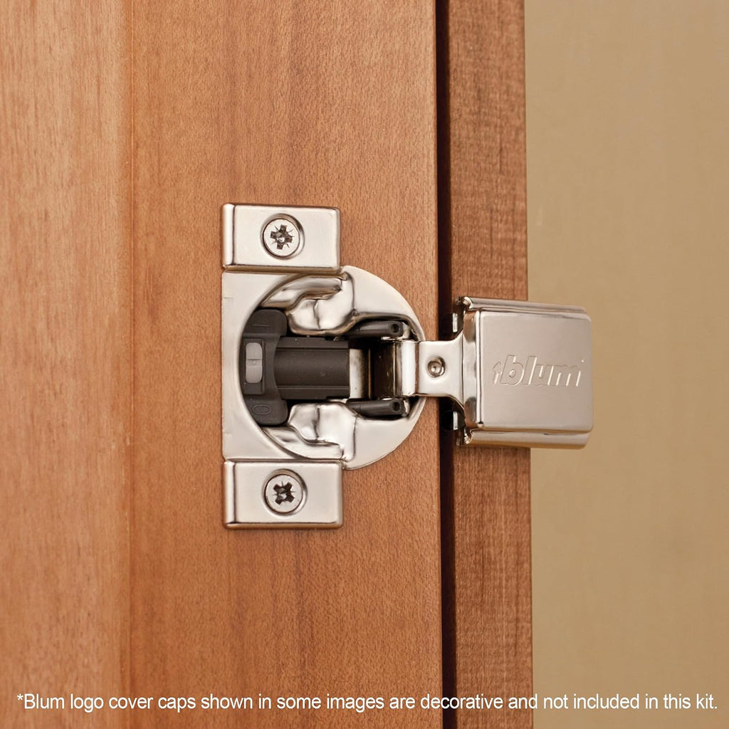Blum Compact BLUMOTION Hinge (25 Kits), 1/2' Overlay, 105° Opening Angle, Steel, Integrated Soft-Close Hinges for Face Frame Cabinets