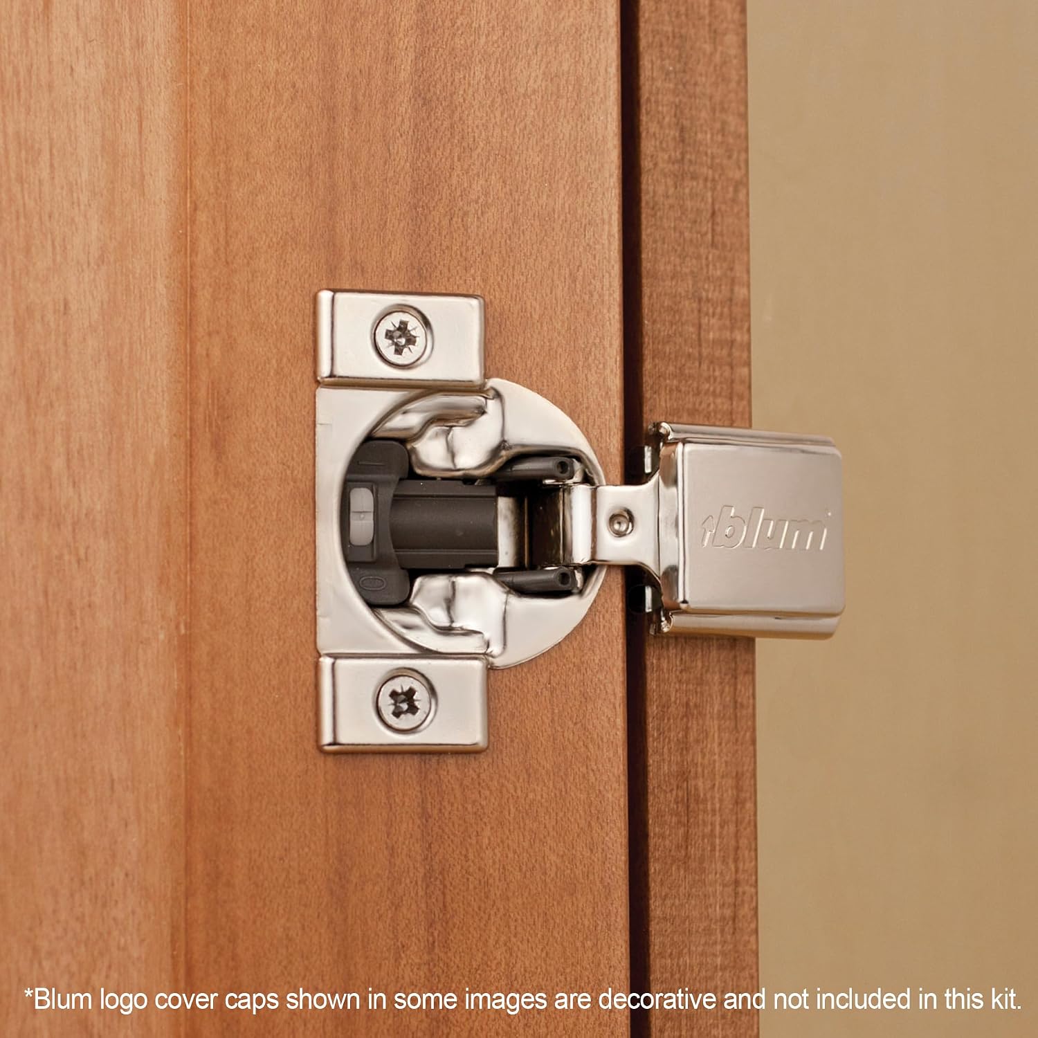Blum Compact BLUMOTION Hinge (25 Kits), 1/2' Overlay, 105° Opening Angle, Steel, Integrated Soft-Close Hinges for Face Frame Cabinets