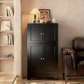 43' H Small Black Cabinet,Bathroom Floor Storage Cabinet,Metal Bathroom Cabinets Freestanding