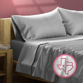 TEXAS LINEN CO. 100% Egyptian Cotton California King Size Sheets Set - Luxury 800 Series Happy Hushin' Collection Cal King Sheets (6 PC, Dark Grey), Sateen Elasticized 16' Deep Pocket Hotel Sheet
