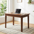 Mid Century Modern Desk with Drawers,31.5 inch Solid Wood Writing Desk for Home Office Bedroom,Small Computer Desk for Spaces Easy Assembly Walnut