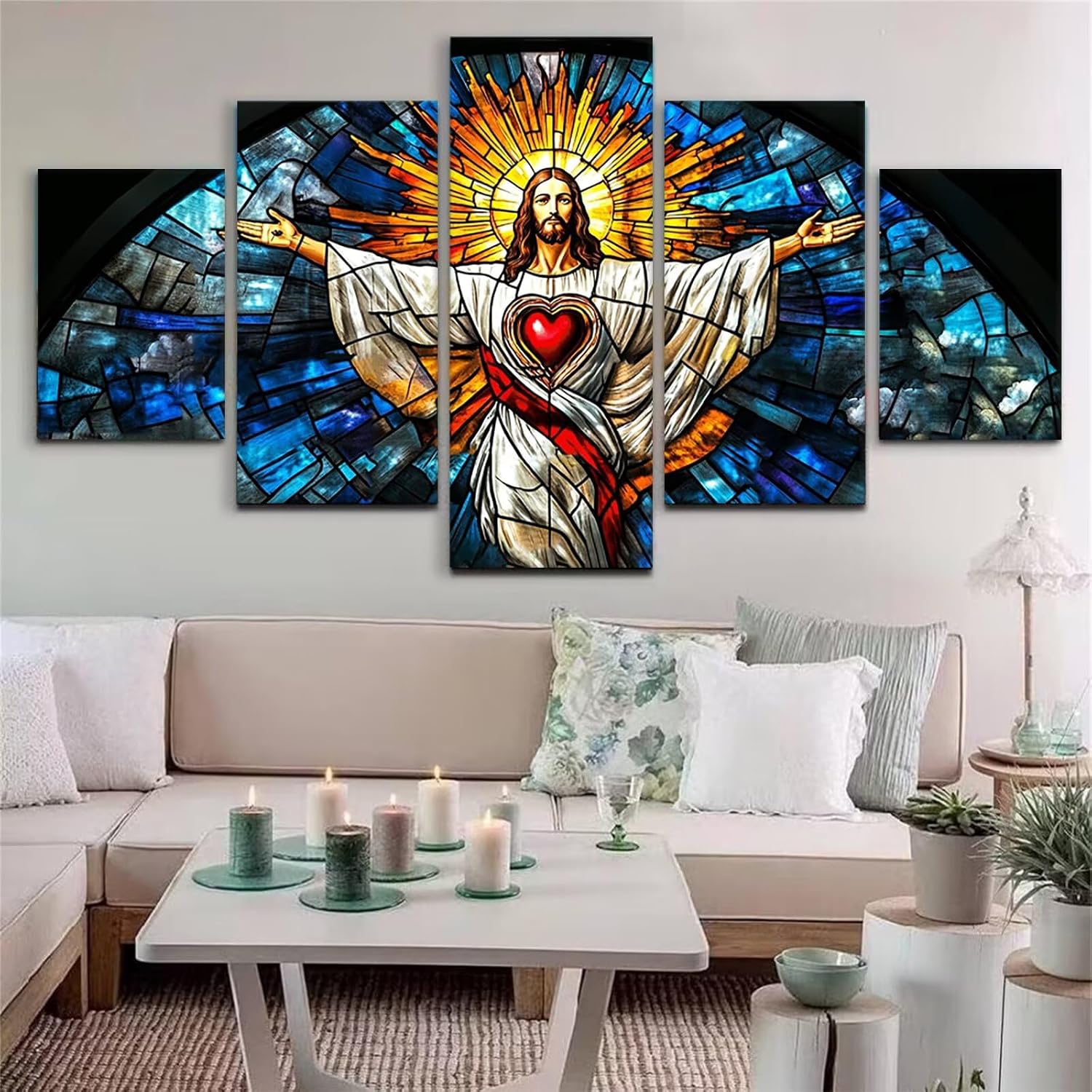 Man Diamond Art 5 Piece Diamond Painting Sunset 5D DIY Full Square Drill Dimond Art Paintings Rhinestones Crafts for Adults Gem Painting for Home Decor, Large Artwork for Wall 48 x 100 Inch, Model12