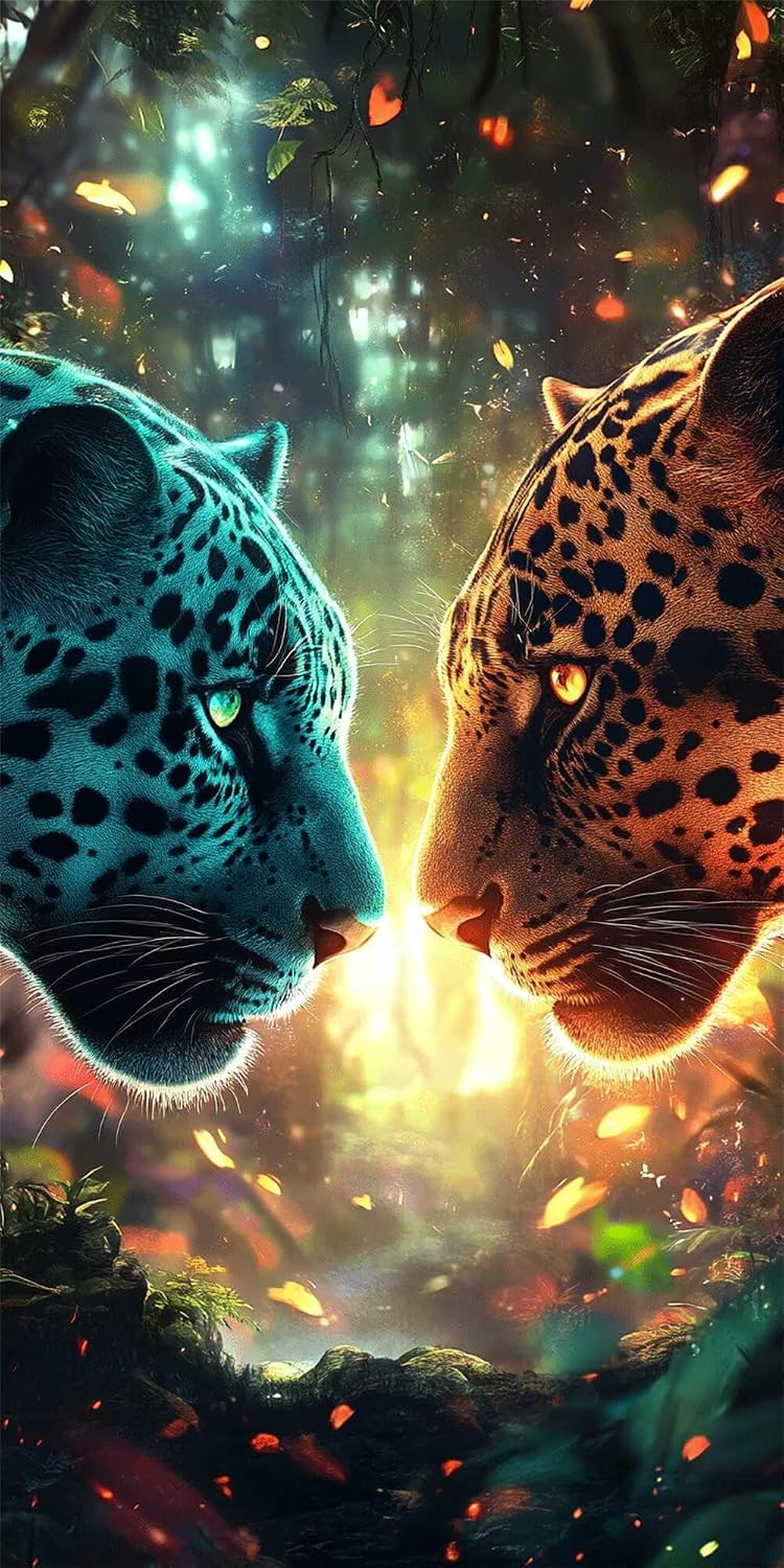 Diamond Art Kits for Adults Leopard Diamond Painting Kits, 5D DIY Round Animal Full Drill Dimond Art Paintings Rhinestones Crafts for Adults for Gift Home Wall Decor, Large Size 40 x 80 Inch, Model669