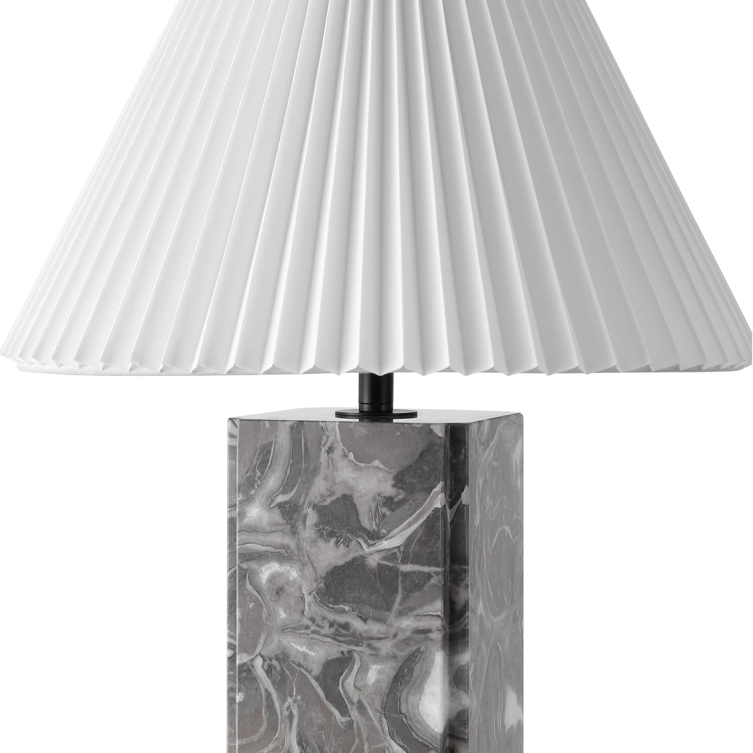 SAFAVIEH Couture Lighting Collection - Mackenzie Square Light Grey Table Lamp, 25' Modern Bedside or Living Room Light with White Cotton Shade, Dimmable with LED Bulb (CTL1080F)