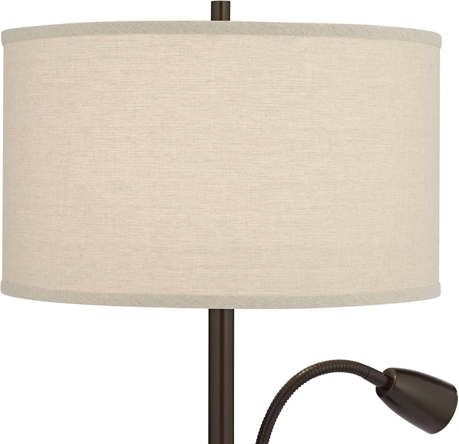 Possini Euro Design Traverse 29' Tall Modern Set of 2 Table Lamps with USB Ports A+C Charging Gooseneck LED Bronze Oatmeal Shade for Living Room Bedroom House Bedside Nightstand Home Office