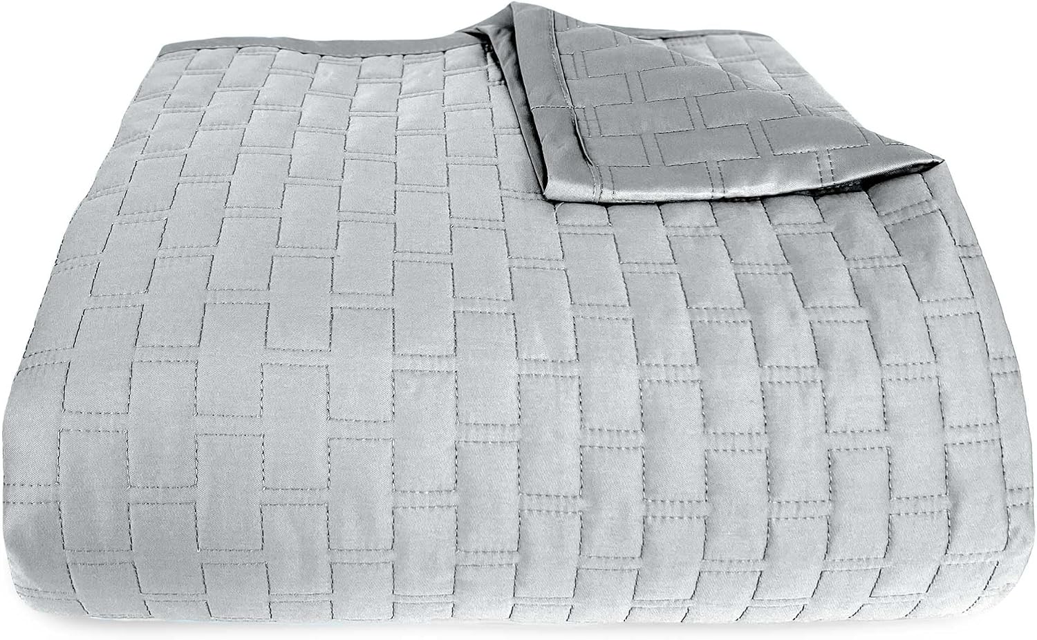 BedVoyage Luxury King Coverlet, 100% Viscose Derived from Bamboo, Reversible Cooling Quilt, Lightweight Bedspreads & Breathable Blanket, 110x98 Ultra Silky Soft & Temperature Regulating, King - Stone
