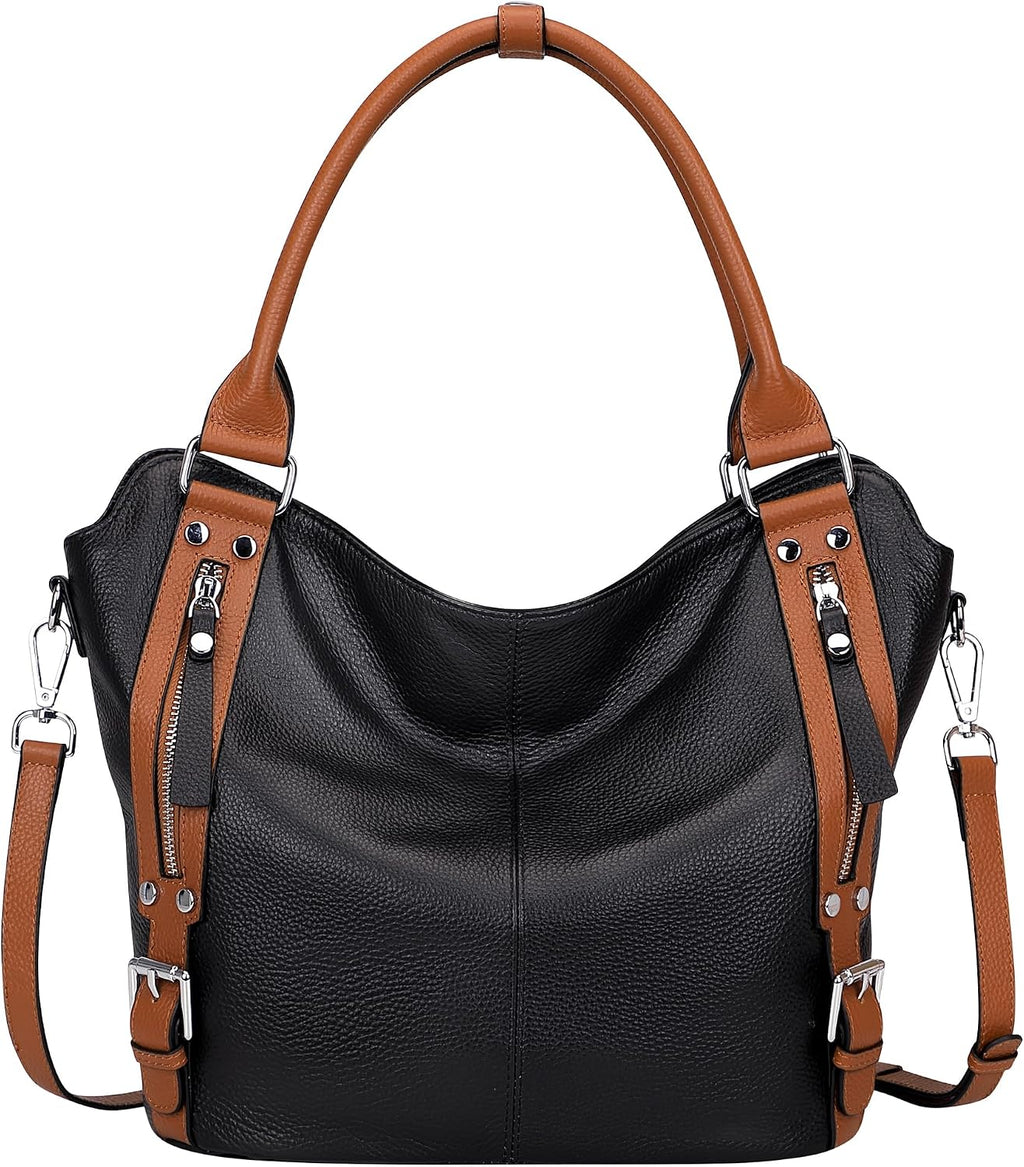 Over Earth Genuine Leather Handbags for Women Hobo Shoulder Bags Ladies Tote Bag