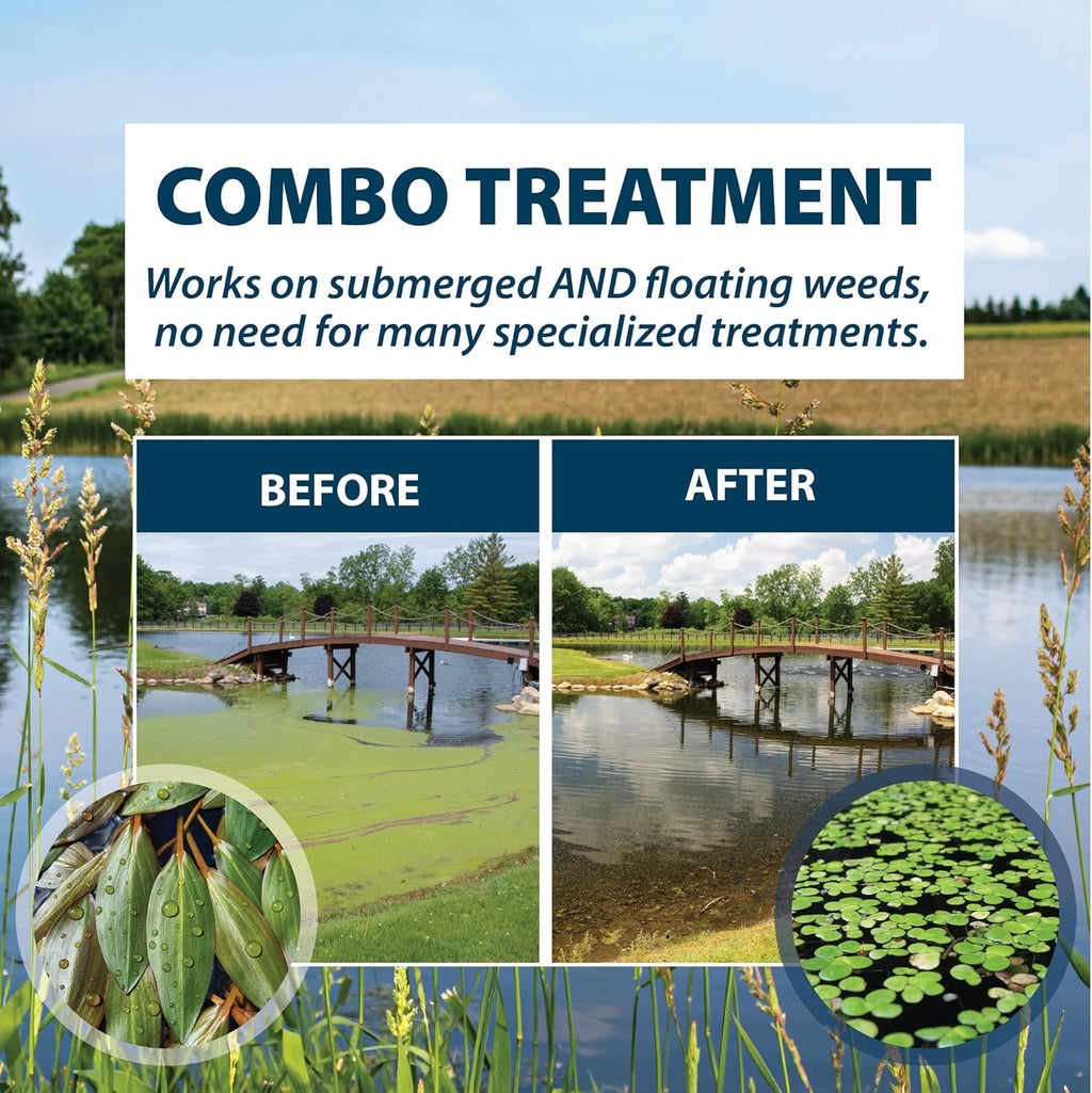 Airmax Wipeout Pond Weed Defense, Herbicide & Aquatic Weed Control, Controls Duckweed & Other Unwanted Submerged & Floating Vegetation, Easy-to-Use & Long Lasting, All-Season Treatment - 24 Ounce