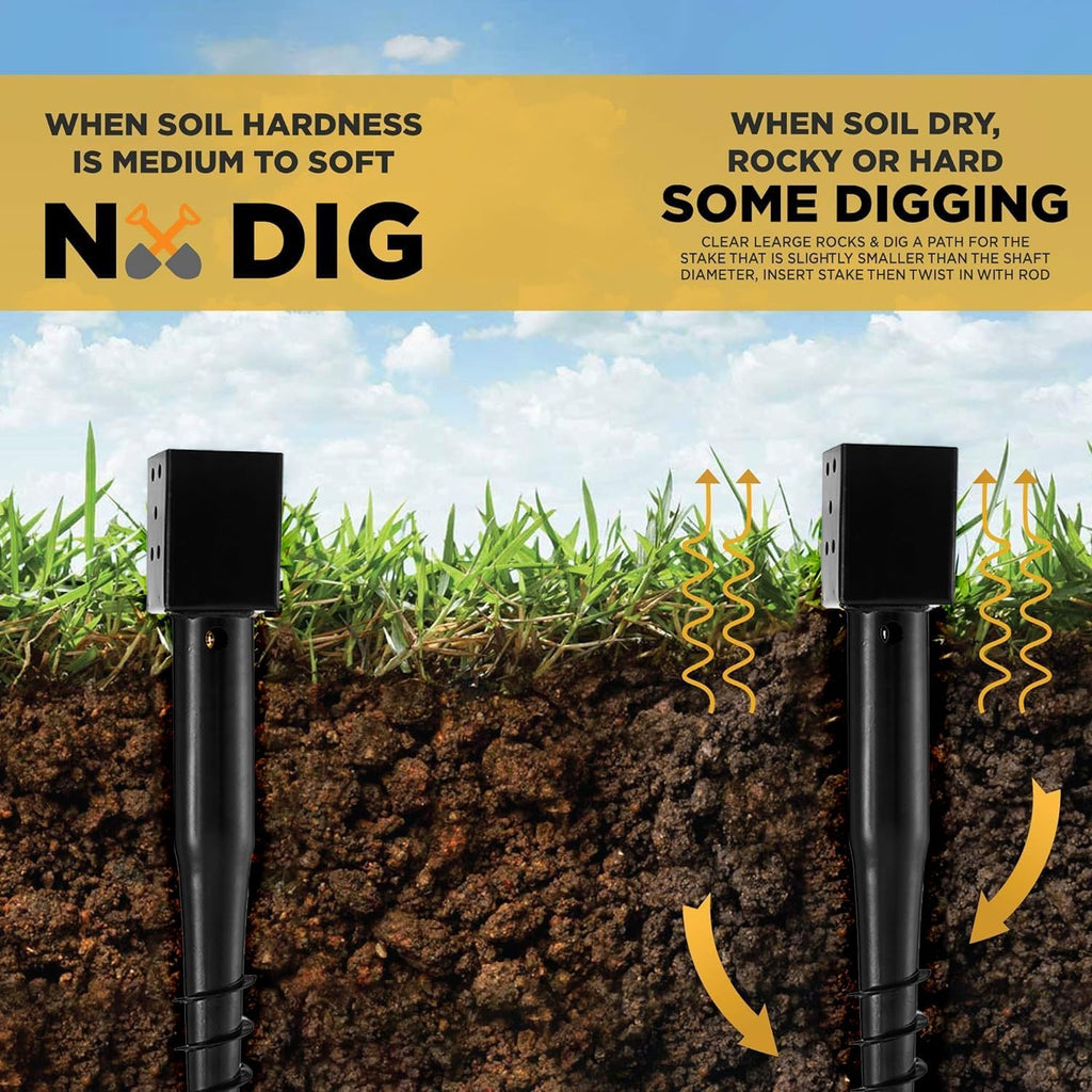 (Set of 4) LADECH Premium No Dig Ground Anchor – DIY Screw in Post Stake – 27 Inch – Fits Standard 4x4 Post (3.5' X 3.5' Inch) – Great for Mailbox Posts and Fence Posts