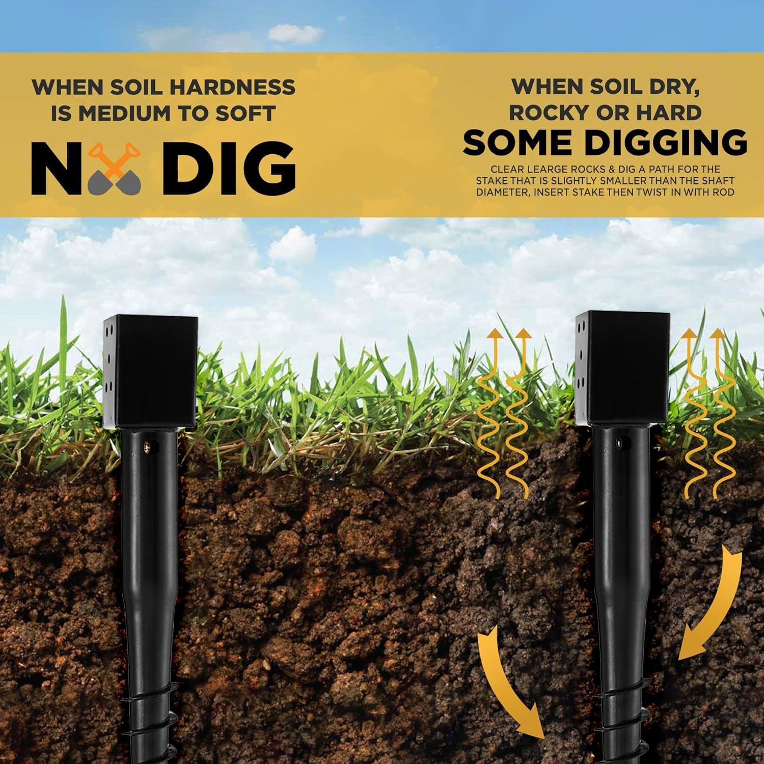 (Set of 4) LADECH Premium No Dig Ground Anchor – DIY Screw in Post Stake – 27 Inch – Fits Standard 4x4 Post (3.5' X 3.5' Inch) – Great for Mailbox Posts and Fence Posts