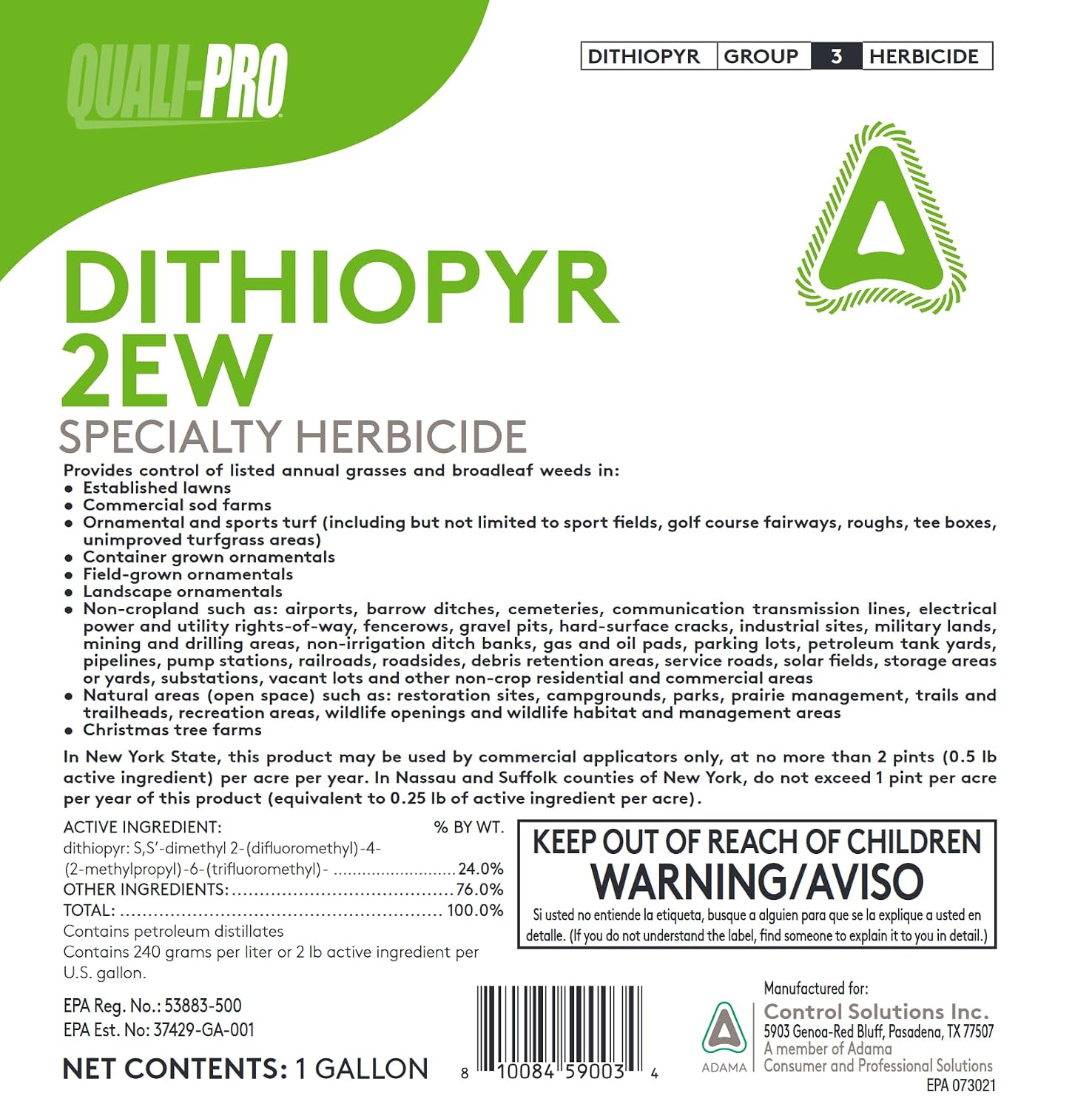 Generic Dithopyr 2EW (1 Gallon) Selective Pre-Emergent Herbicide (Compares to Dimension 2EW Herbicide)