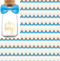 Ethisa 96 Pack It's a Boy Milk Glass Bottles with Ribbons and Stickers - Vintage Baby Shower Favors for Guests and Table Centerpieces Decorations - Sturdy Baby Shower Candy Jar