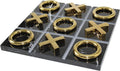 Marble Tic Tac Toe Game for Living Room Decor Centerpiece Black and Gold XO with Black Marble and Gold Color Stainless Steel Decorative Table Top X/O Board Coffee Table Décor