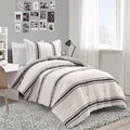 Lush Decor Farmhouse Stripe Reversible Cotton Comforter Set, 2-Piece, Twin XL Black - Twin Bedding Set - Dorm Decor - Striped Comforter for Farmhouse Bedroom Decor