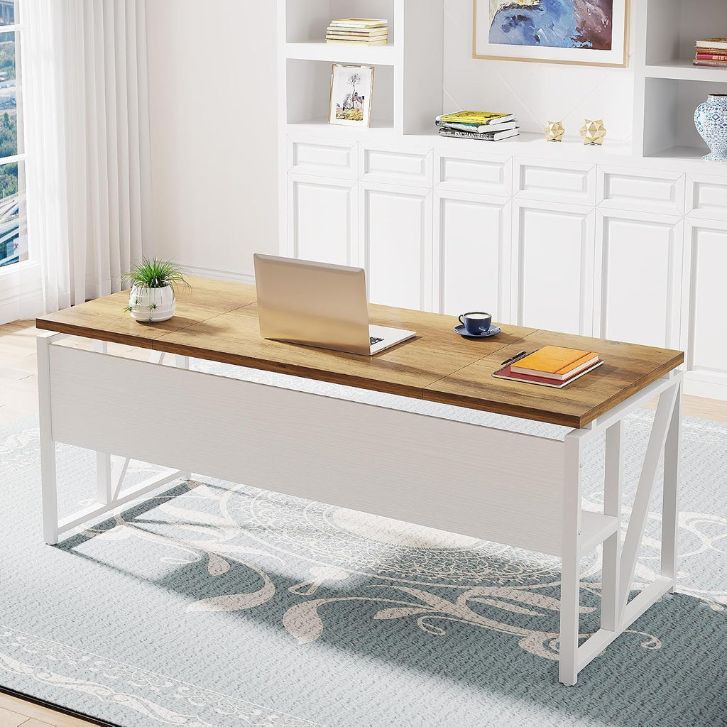 Tribesigns L Shaped Desk with Drawer,63' Executive Computer Desk and lateral File Cabinet, 2 Piece Home Office Furniture for Hanging File, Cabinet with Doors