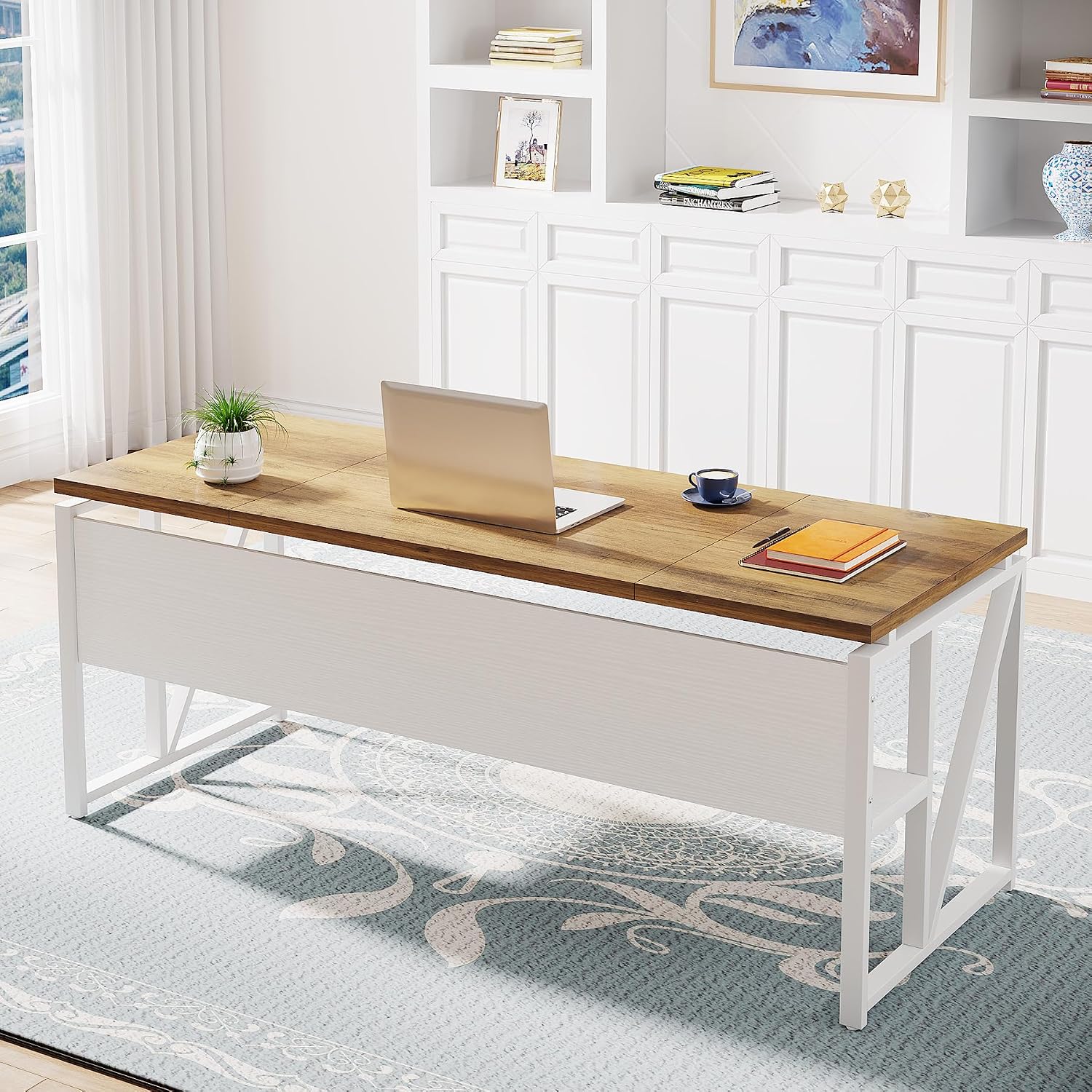 Tribesigns L Shaped Desk with Drawer,63' Executive Computer Desk and lateral File Cabinet, 2 Piece Home Office Furniture for Hanging File, Cabinet with Doors