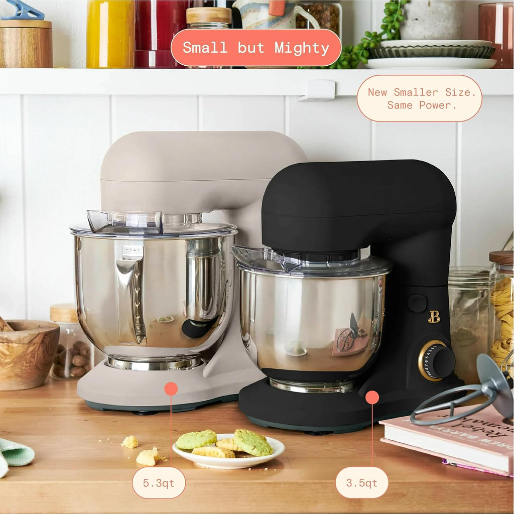 3.5 Qt Stand Mixer, 300W Powerful Motor, Tilt-Head Design with Stainless Steel Bowl, 12 Speeds, Includes Dough Hook Whisk Beater for Baking Mixing (Black Sesame)