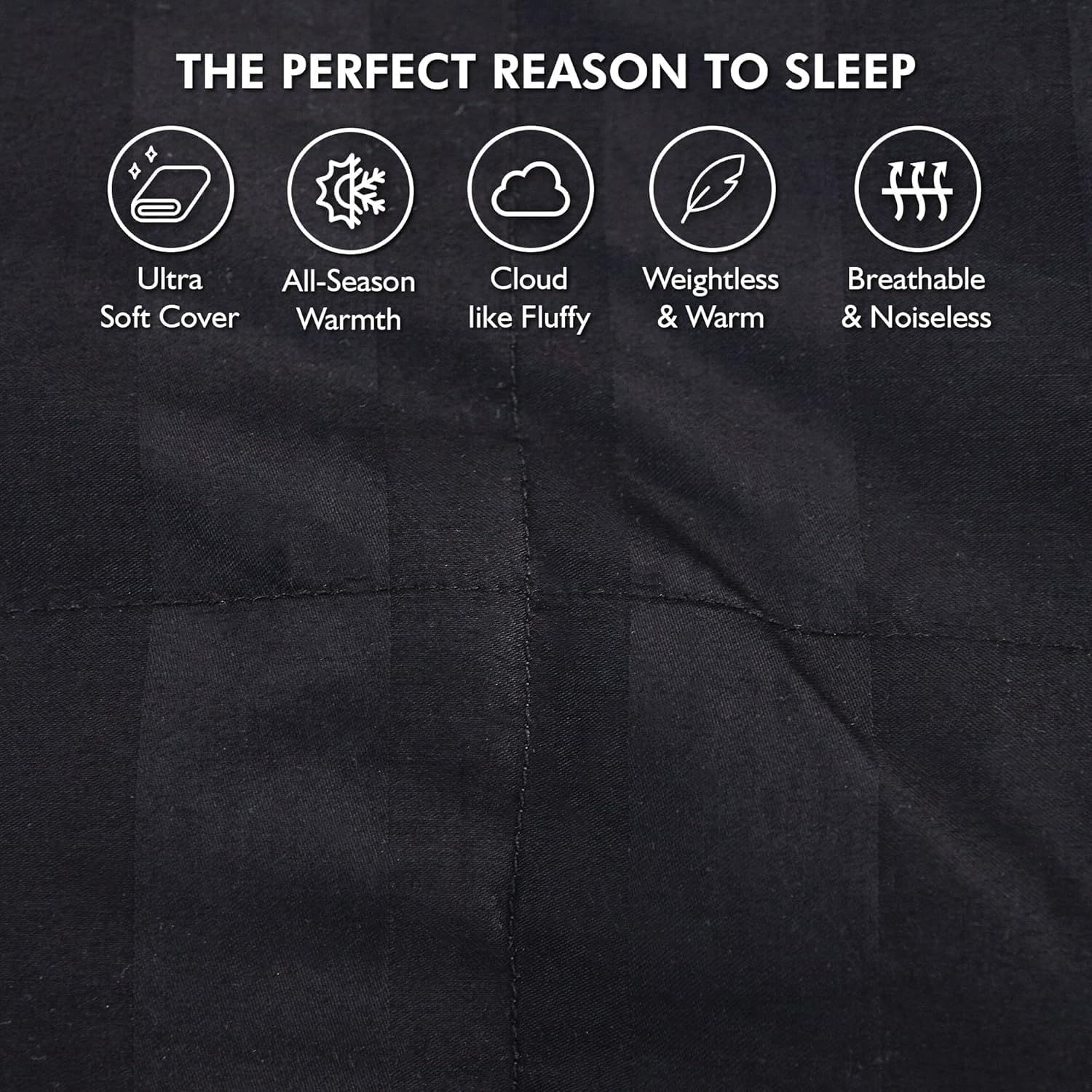Luxurious Queen Size Goose Down Feather Fiber Comforter Duvet Insert, 100% Egyptian Cotton Cover, 60 oz. Fill Weight Comforter (Queen, Black Stripe)
