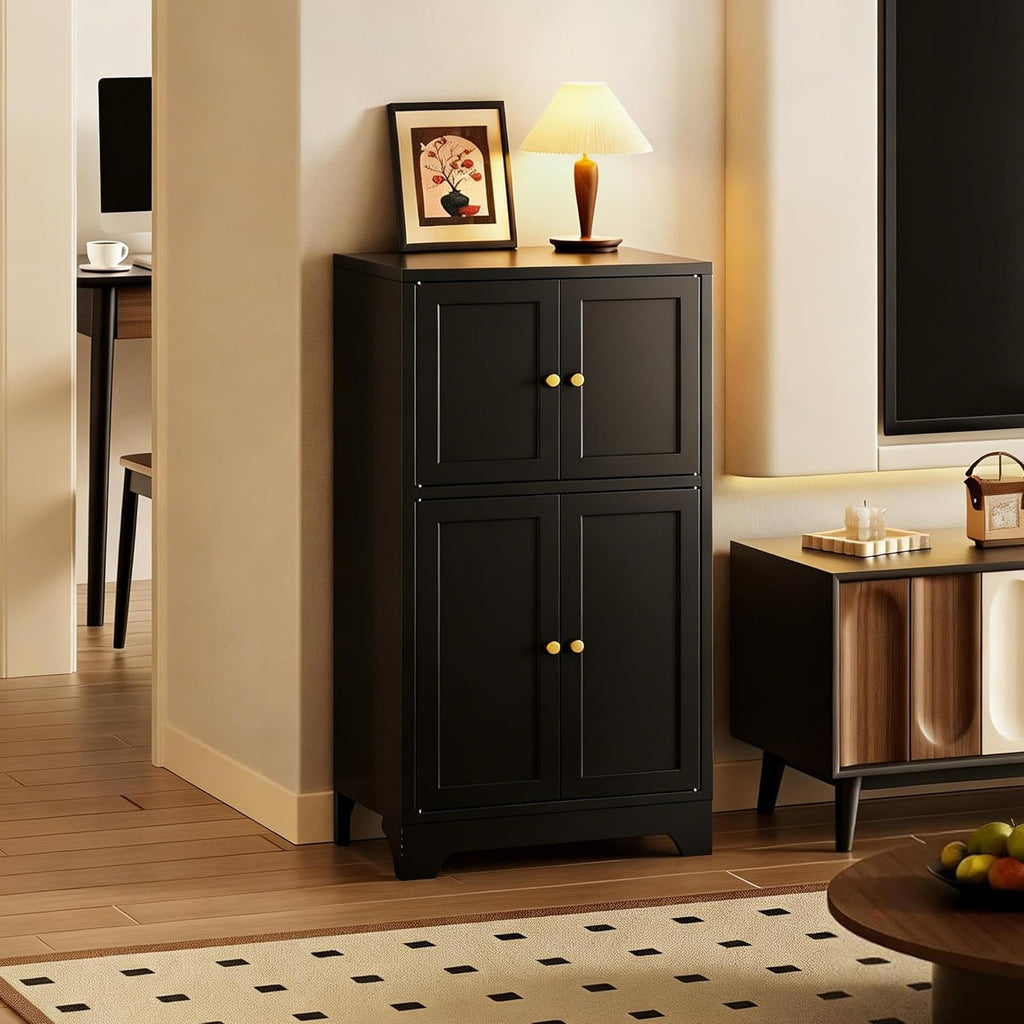 43' H Small Black Cabinet,Bathroom Floor Storage Cabinet,Metal Bathroom Cabinets Freestanding