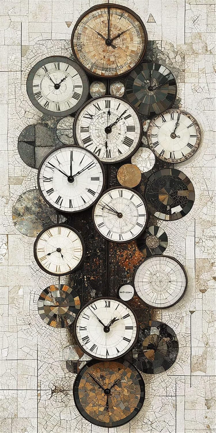 Diamond Art Kits for Adults Abstract Diamond Painting Kits, 5D DIY Square Alarm Clock Full Drill Dimond Art Paintings Crafts for Adults for Gift Home Wall Decor, Large Size 40 x 80 Inch, Model714