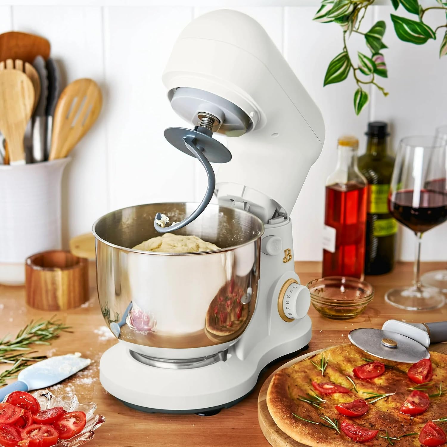 3.5 Qt Stand Mixer, 300W Powerful Motor, Tilt-Head Design with Stainless Steel Bowl, 12 Speeds, Includes Dough Hook Whisk Beater for Baking Mixing