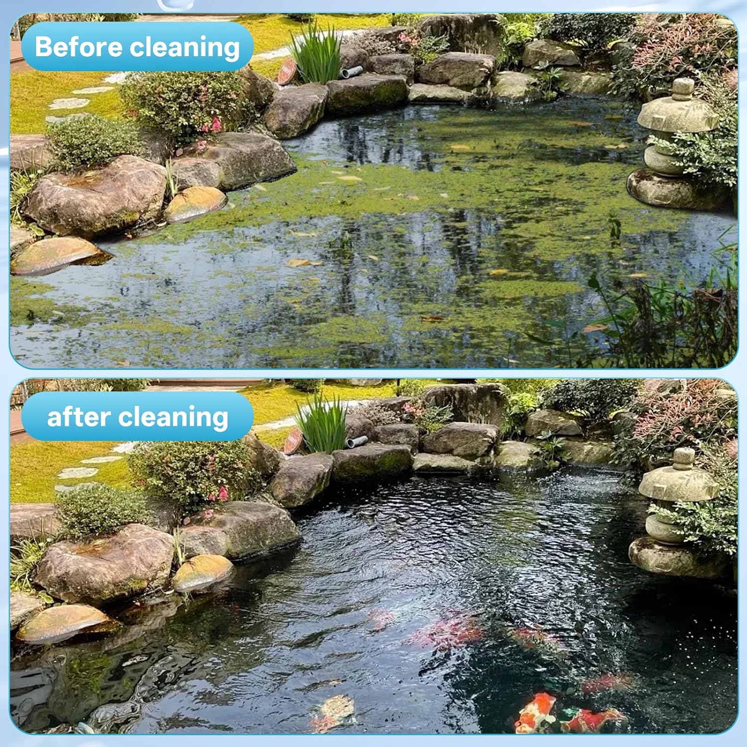 14ft Stainless Steel Lake Weed Roller, Beach Roller, Rid Weeds Roots and Muck Buildup, 4 Aluminum Handles, 6 Preassembled Stainless Steel Blades, Easy Assembly with Gloves Attached（3-Year Warranty）