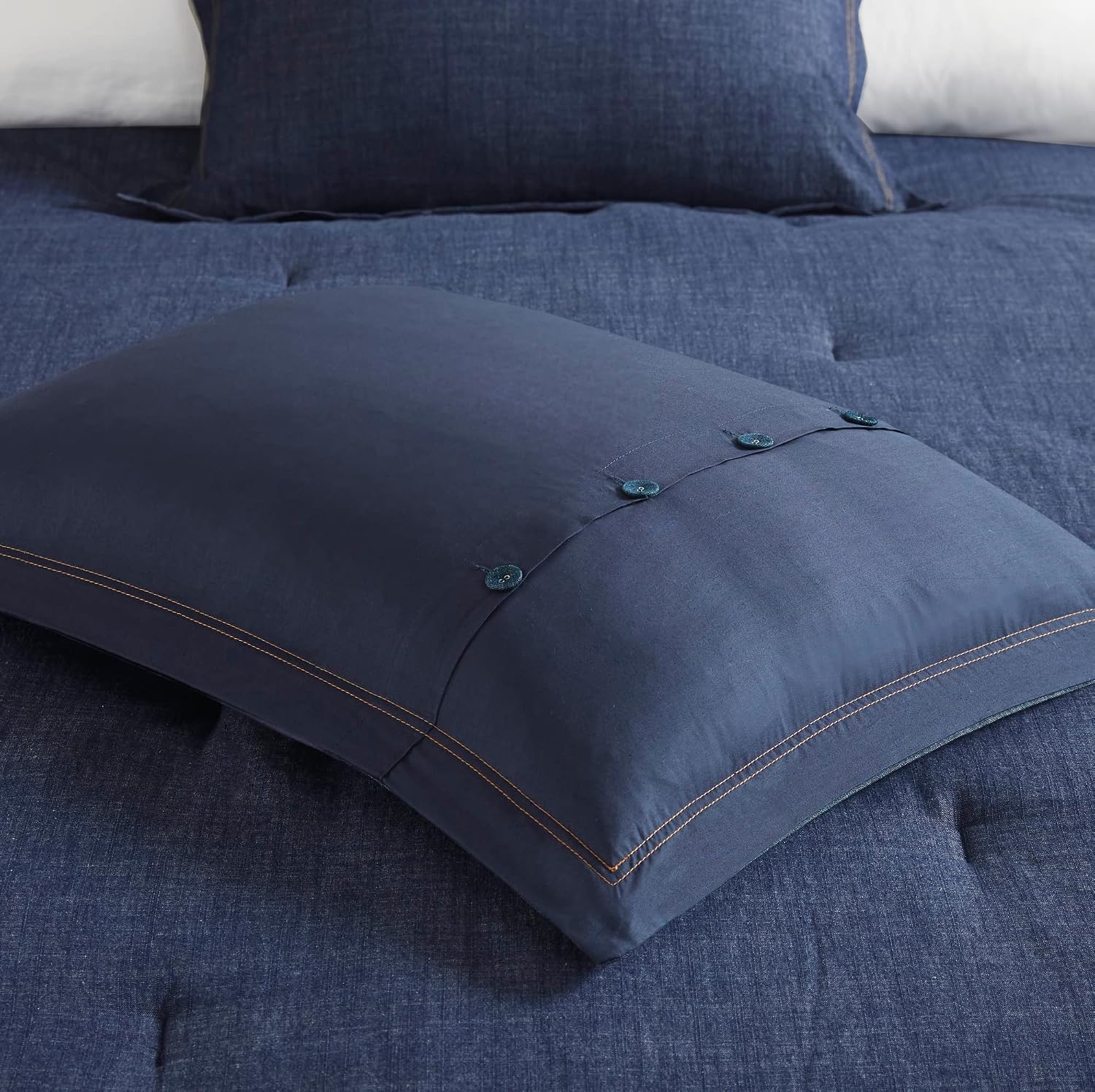 Woolrich Rustic Lodge Cabin Comforter Set - All Season Down Alternative Warm Bedding Layer and Matching Shams, Oversized Full, Perry, Denim Blue