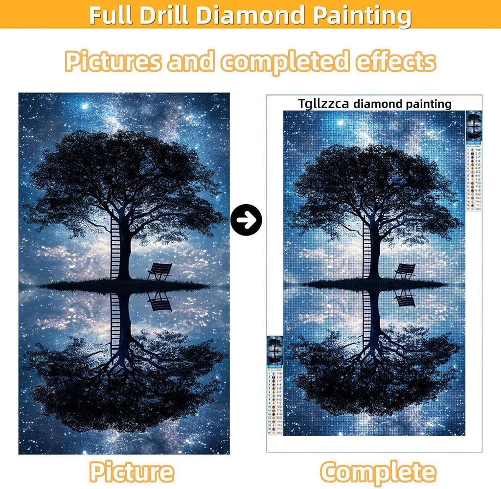 Diamond Art Kits for Adults Tree Diamond Painting Kits, 5D DIY Round Galaxy Full Drill Dimond Art Paintings Crystal Rhinestones Crafts for Adults for Home Wall Decor, Large Size 40 x 80 Inch, Model795