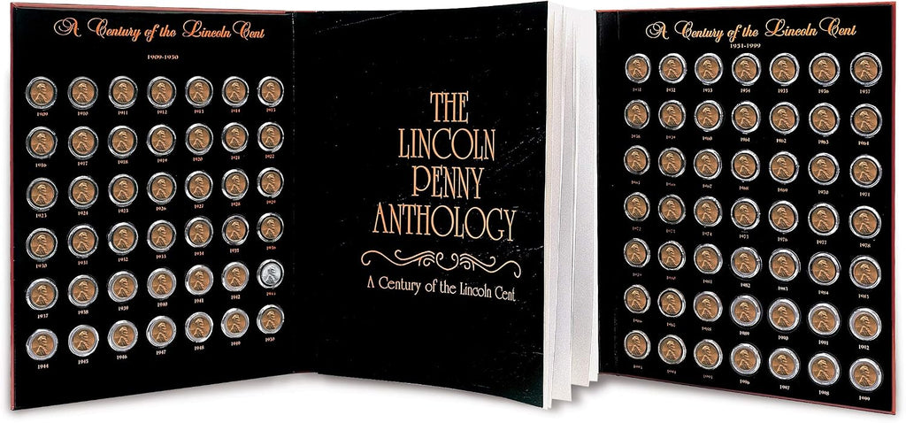 American Coin Treasures Lincoln Penny Anthology Coffee Table Book and Coin Set| 1909 to 1999 Wheat and Memorial Cents | Certificate of Authenticity | Collectible Coins 20th Century |