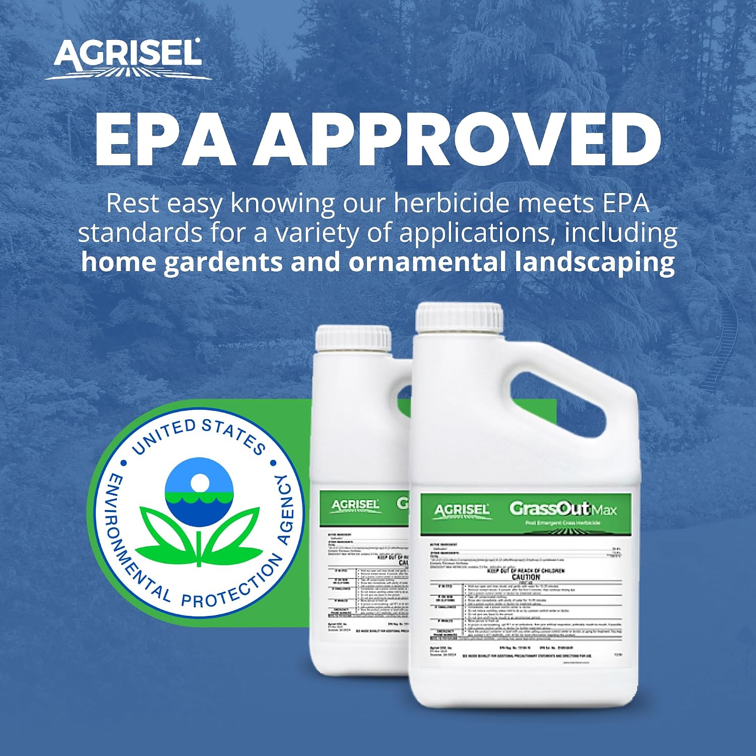 Agrisel GrassOut Max Weed Killer, Targets 50+ Grassy Weeds Without Harming Desired Plants, Pet Safe, Large Area Treatment, Easy Application, Includes 3-Pack of Agrisel Protective Gloves, 128 Ounces