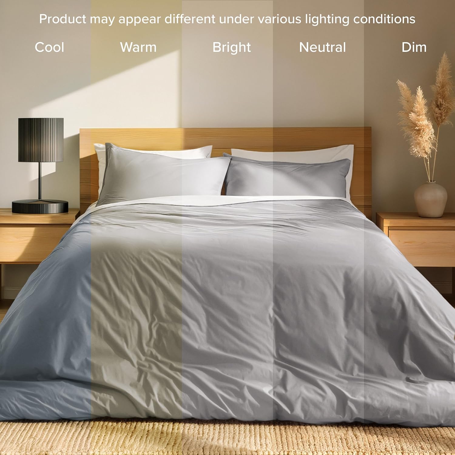 Bare Home 100% Organic Cotton California King Duvet Cover Set - Crisp Percale Weave - Lightweight & Breathable - Cooling Duvet Cover Set (California King, Light Grey)