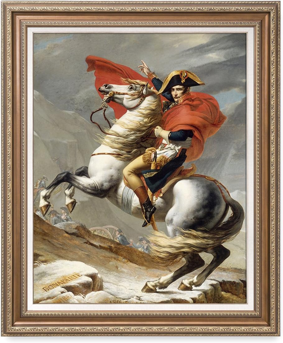 DECORARTS - Napoleon Crossing The Alps, Jacques Louis David Classic Art. Giclee Prints Framed Art for Wall Decor. Picture Size: 24x30 in, Framed Size: 30x36 in