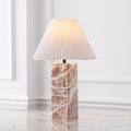 SAFAVIEH Couture Lighting Collection - Mackenzie Square Tan Marble Table Lamp, 25' Modern Bedside or Living Room Light with White Cotton Shade, Dimmable with LED Bulb (CTL1080E)