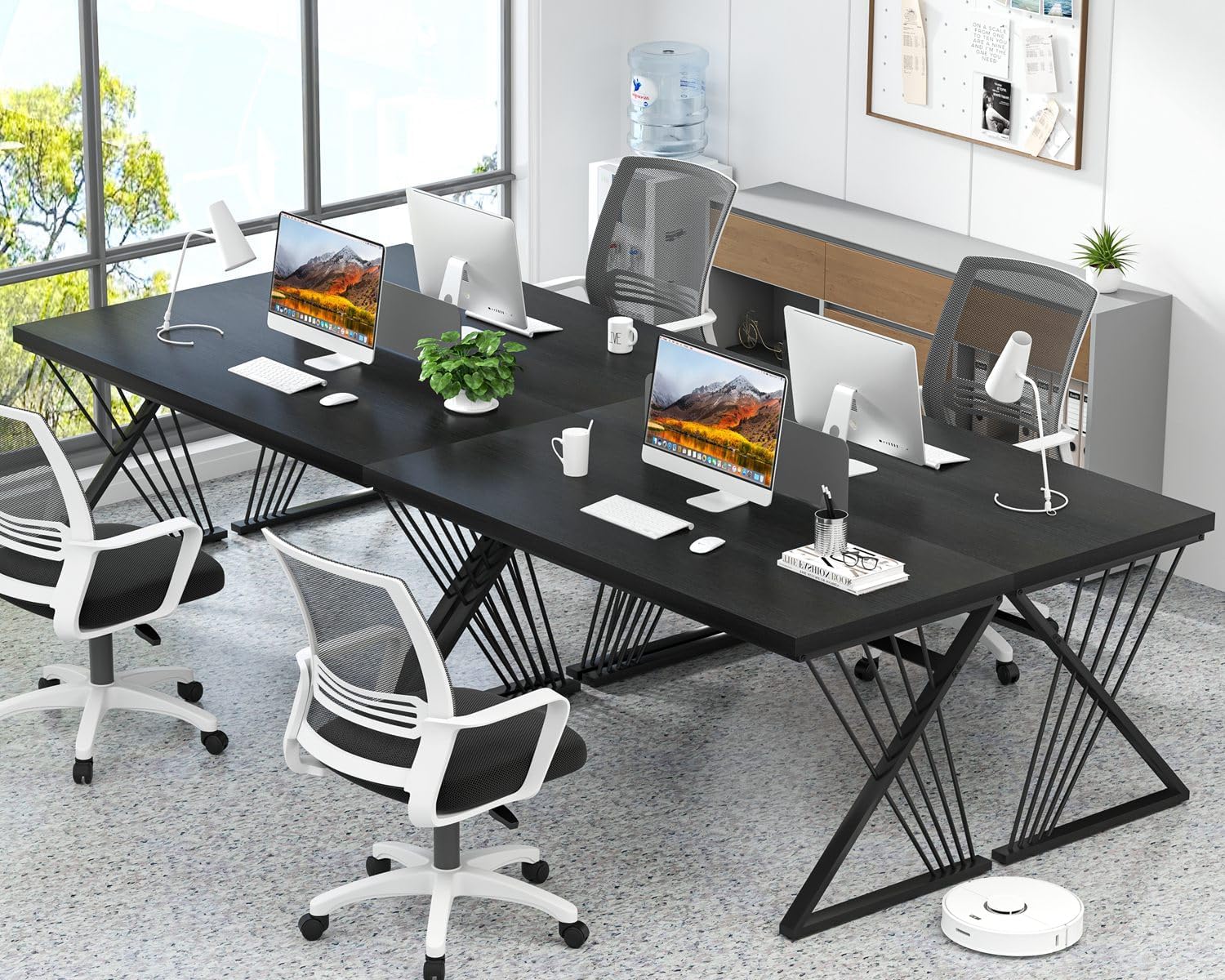 FOLUBAN Black Desk, Modern Wood and Metal Computer Desks for Home Office, Simple Writing Work PC Desk for Bedroom, Industrial Study Gaming Table for Living Room, 60 Inch