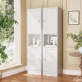 Tall Narrow Storage Cabinet,Metal Pantry Cabinet with Ajustable Shelves Open Countertop, Slim Sideboard for Small Spaces, Living Room, Kicthen, Dining Room, White
