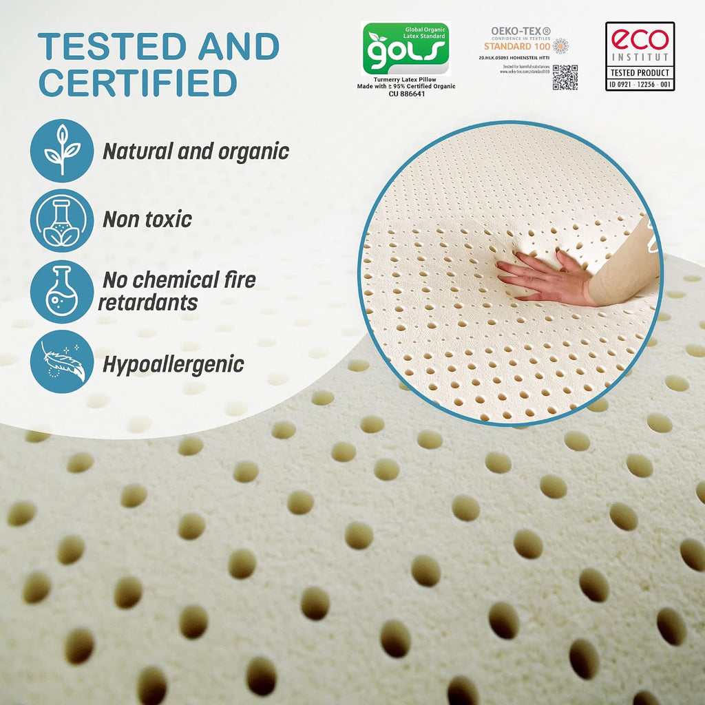7 Zone Green Natural Organic Latex Mattress Topper Full Size - 2 inch - High Density Firm - GOLS Certified Latex Foam Bed Pad for Back Sleepers Back Pain Relief Support Durable and Breathable