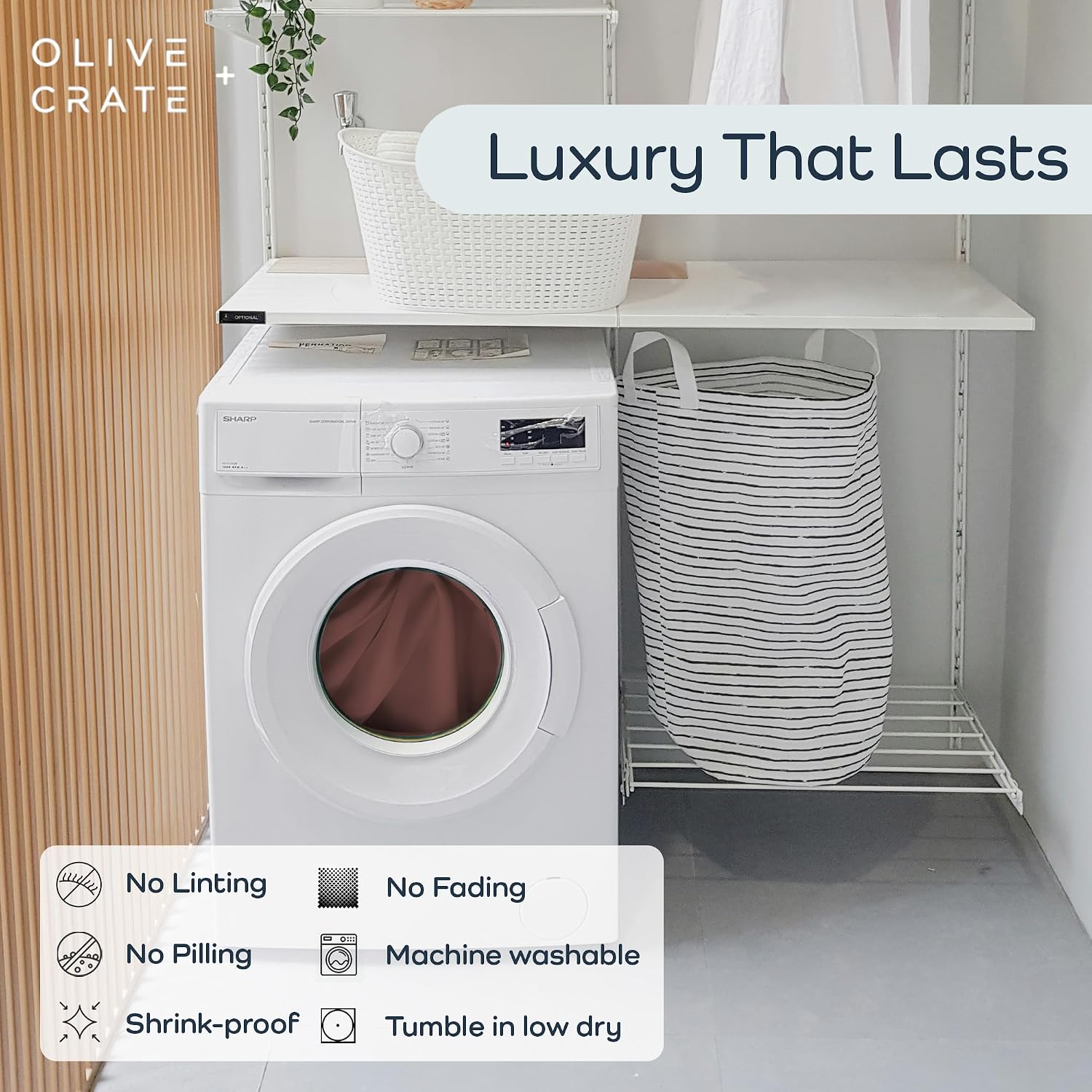 Olive + Crate Queen Size Tencel Duvet Cover Set - Hypoallergenic, Cooling Eucalyptus Duvet Cover for Hot Sleepers with Two Pillowcases - Cacao 3-Piece