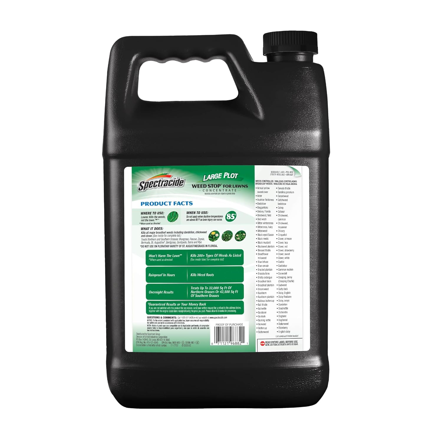 Spectracide Large Plot Weed Stop for Lawns Concentrate, 1 Gallon, Kills More Than 200 Types of Weeds as Listed, Pack of 4