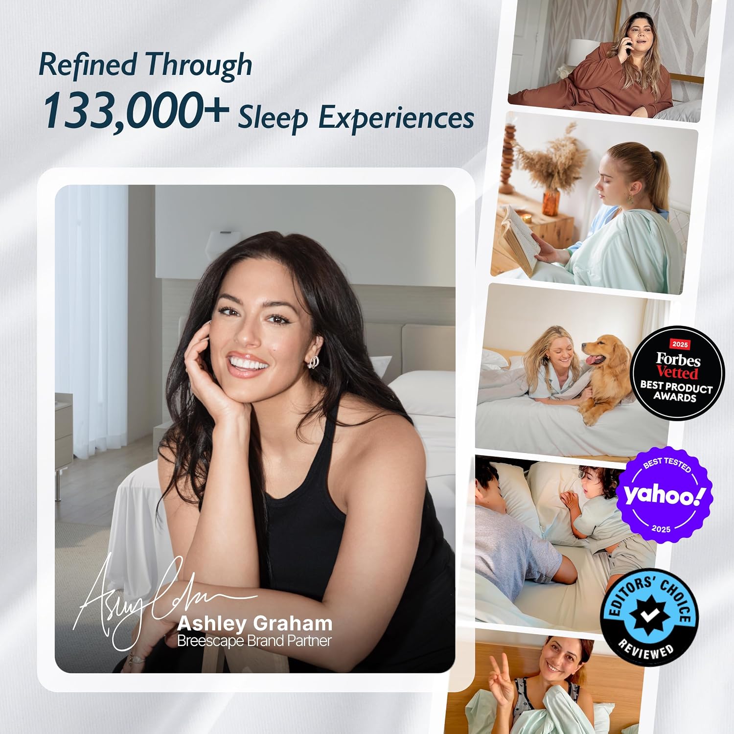 Breescape Cooling Comforter Blanket - BlendTek Q-Max>0.46 Tech, Cooling Blanket for Hot Sleepers & Night Sweats Relief, Breathable Lightweight Summer Bedding, Queen 96x96 Inches, Ivory