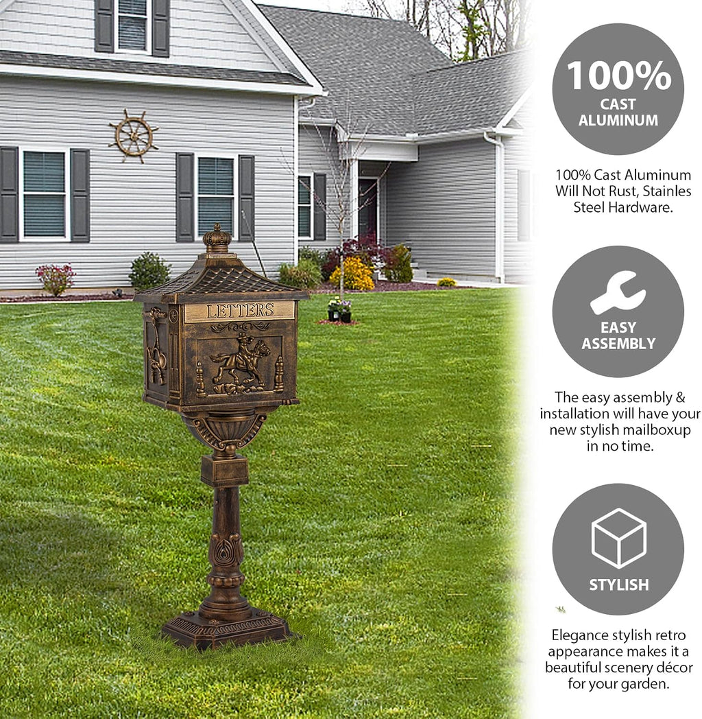 Polar Aurora Mailbox Cast Aluminum Bronze Mail Box Postal Box Security Heavy Duty New