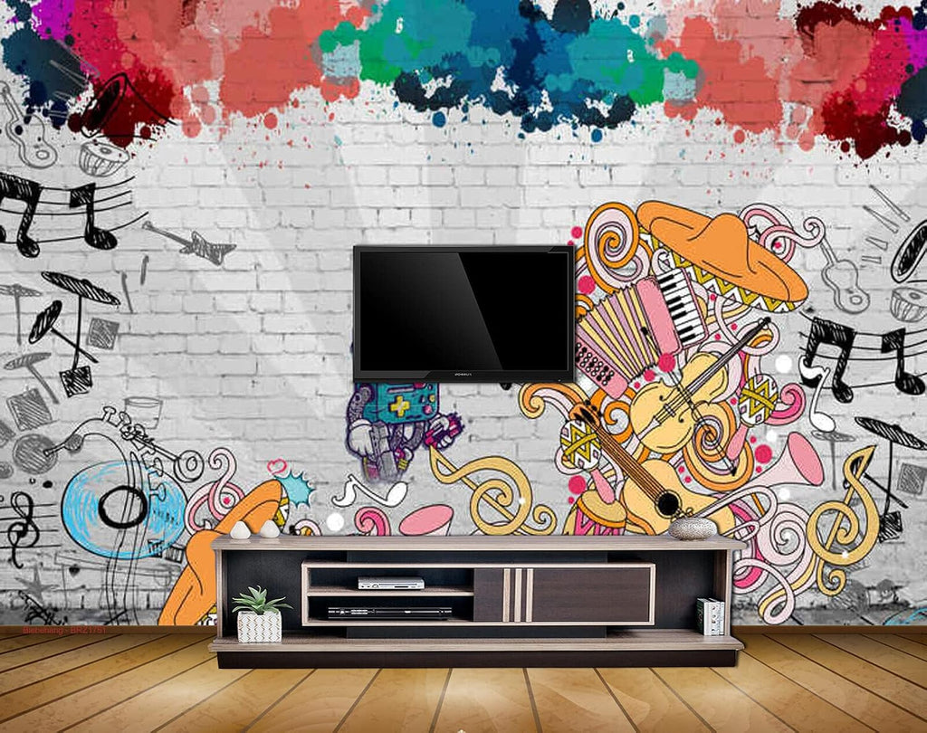 Exclusive BRZ1751 Beautiful Musical Theme Notes Instruments Collection HD 3D Wallpaper(365 cm x 304 cm)
