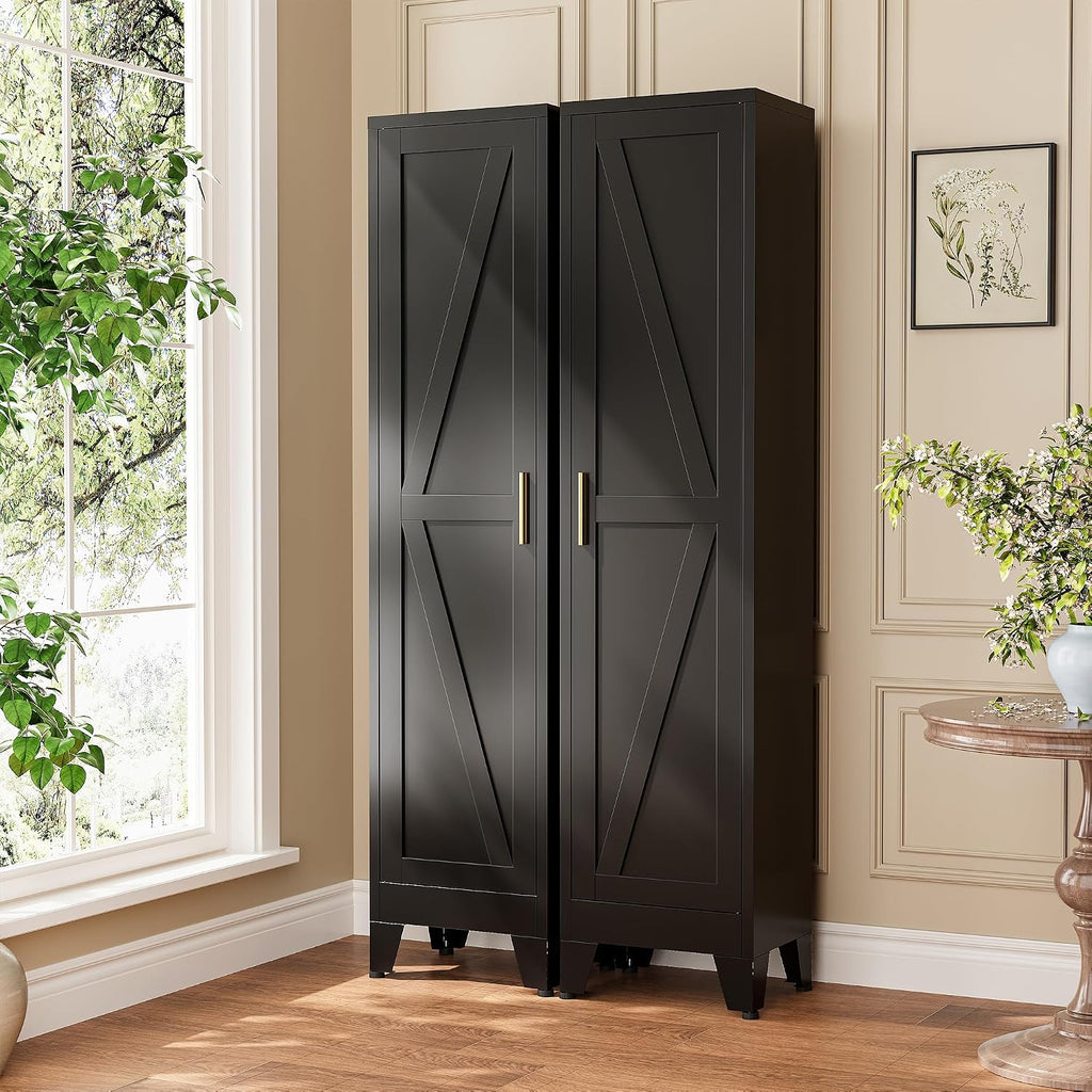 Narrow Bthroom Storage Cabinet Tall Metal Storage Cbinets with 4 Adjustable Shelves Freestanding 5 Tier Slim Pantry Cabinet for Kitchen Office Small Space