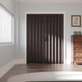 120' x 80' Accordion Door Interior, Walnut PVC Powerful Magnetic Folding Door and Hardware Kit Included, Multifold Bifold Closet Doors for Closet Bathroom Doorway 98-120' x 80'
