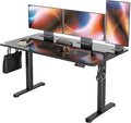 Claiks Glass Standing Desk, 55x24 Inch Electric Standing Desk Adjustable Height Stand Up Desk, Quick Install Home Office, Black