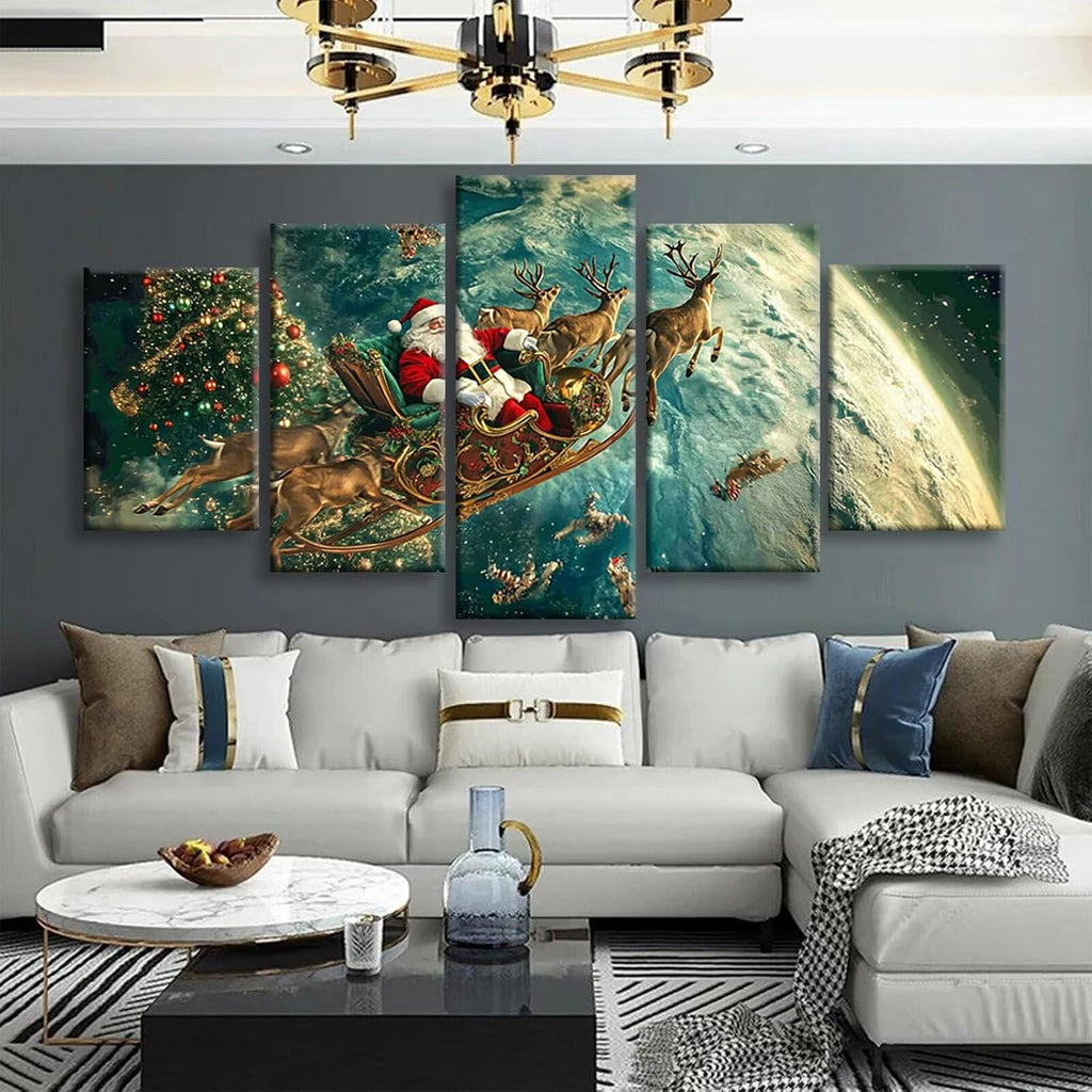Christmas Diamond Art 5 Piece Diamond Painting Elk 5D DIY Full Square Drill Dimond Art Paintings Rhinestones Crafts for Adults Gem Painting for Home Decor Large Artwork for Wall 48 x 100 Inch,Model192
